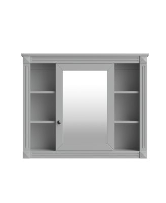 35" x 28" Mirror Cabinet with 6 Open Shelves, Wall Mounted Bathroom Medicine Cabinet (No Vanity)
