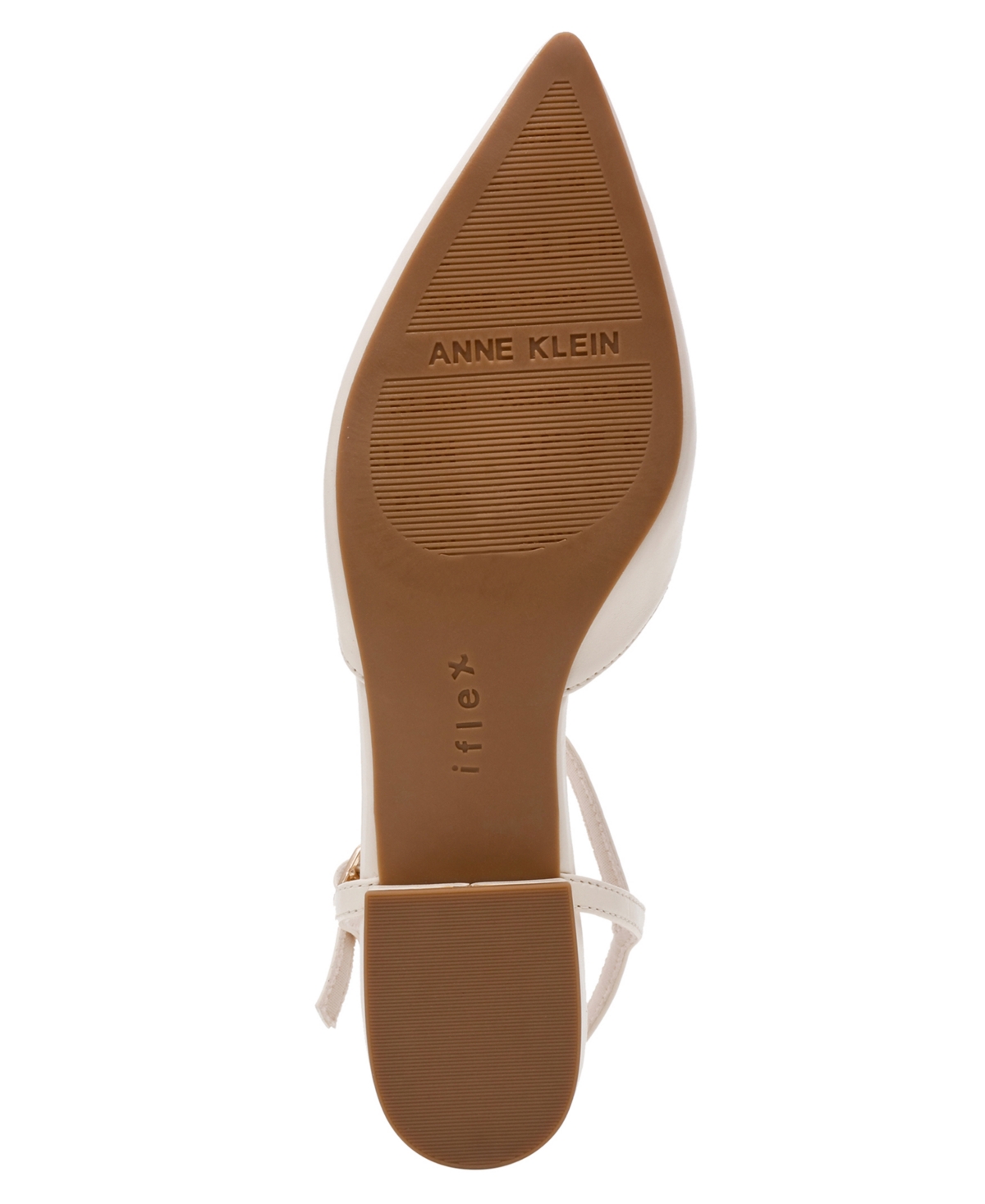Anne Klein Emily Ankle Strap Pointed Toe Flat In Brown