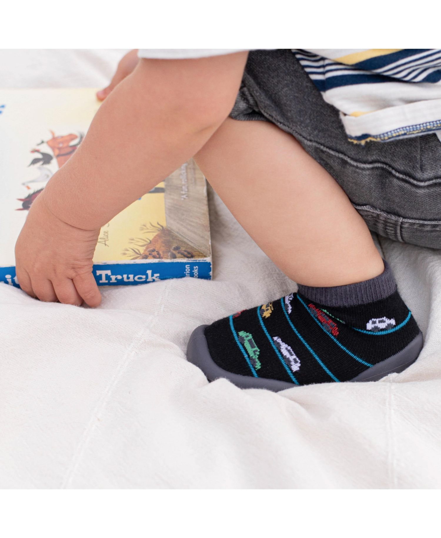 Baby Boys First Walk Sock Shoes Broom Broom
