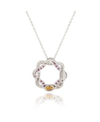 Suzy Levian Sterling Silver Sapphire & Created White Sapphire Whimsical Circle Pendant