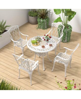 31.5'' Round Patio Dining Table for 4 w/ 2'' Umbrella Hole Outdoor Side Table
