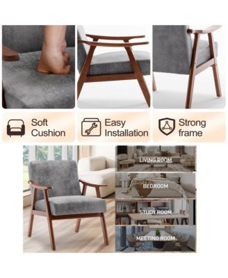 Mid-Century Modern Chair with Solid Wood Frame