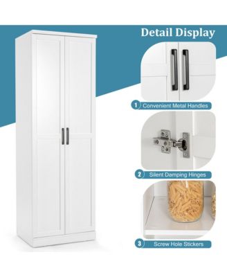 70'' Storage Cabinet Freestanding Pantry Cabinet w/2 Doors & 5 Shelves