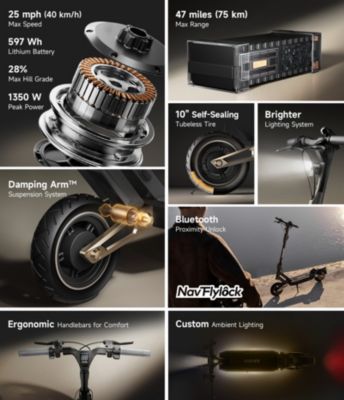 ST3 Electric Scooter w/46.6 miles Max Operating Range & 24.9 mph Max Speed