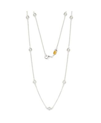 Suzy Levian Sterling Silver 1.80cttw White Topaz Station Necklace