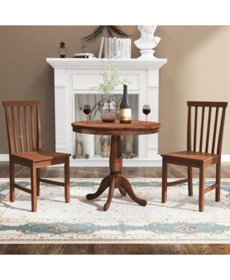 3-Piece Dining Kitchen Table Dining Set Mid-Century Round WoodenTable & 2 Chairs