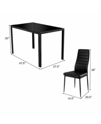 5 Piece Table Chair Kitchen Dining Set Furniture Glass Metal