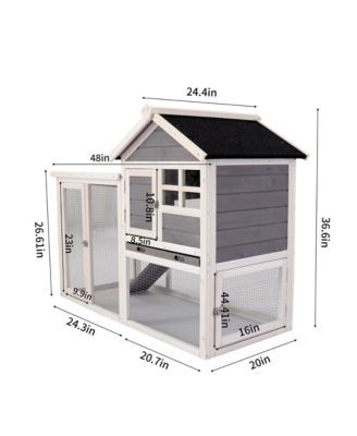 Outdoor Gray Wood Pet House with a Deeper Pull Out Tray  for Small Animals