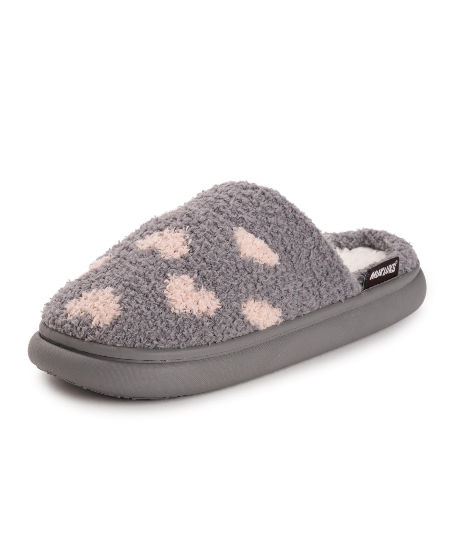 Женские домашние тапочки Muk Luks Cori Cozy, цвет: Серый / Розовый — фото 1