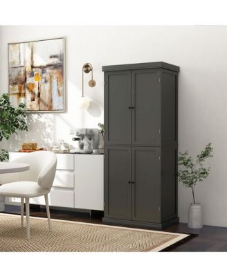 72.5'' Kitchen Pantry w/4 Door 6-Tier Shelves Freestanding Modern Storage