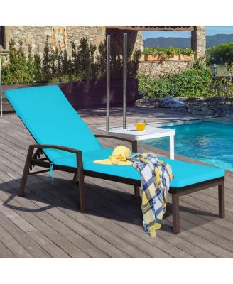 Set of 2 Patio Rattan Chaise Lounge Chair Outdoor Reclining Chaise Sun Lounger