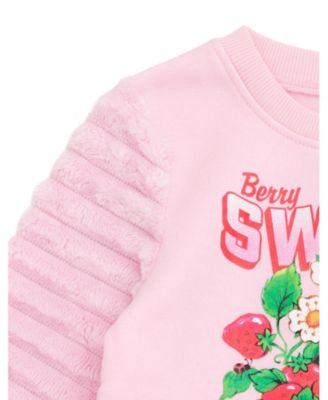 Fleece Pullover Sweatshirt with Faux Fur Sleeves