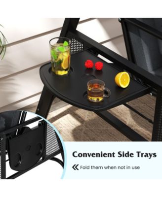 3-Seat Patio Swing Chair w/ Adjustable Canopy Thickened Cushions Pillow Outdooor