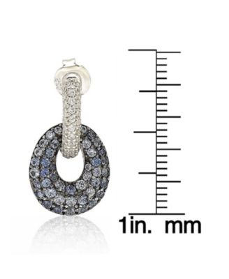 Suzy Levian Sterling Silver Sapphire & Created White Sapphire Double Oval Dangle Earrings