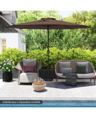 12 FT Patio Umbrella Outdoor Market Umbrella with Crank Handle 8 Sturdy Ribs