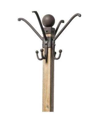 Metal and Wood Coat Rack with Multiple Hooks for Entryway, Hallway, or Bedroom