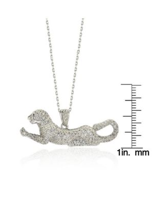 Suzy Levian Sterling Silver White Sapphire Prowling Tiger Pendant