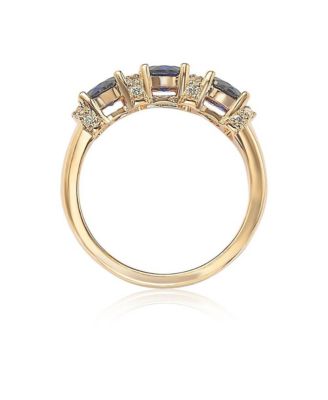 Suzy Levian Sterling Silver Natural Sapphire & Created White Sapphire Half Band