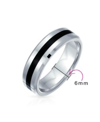 Black Silver Two Tone Stripe Couples Titanium Band Rings Comfort Fit