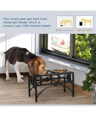 17 in Double Stainless Steel Heavy Duty Dog Food Bowl Elevated Pet Feeding Station for Medium Dogs