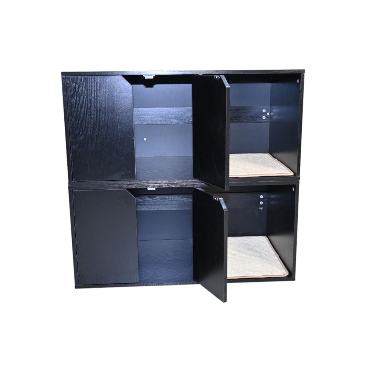 Aostirmotor Black 36 in. Cat House Cat Litter Box Enclosure Hidden Furniture with Scratch Pad