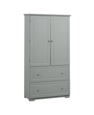 Wide Bathroom Storage Cabinet, Freestanding Unit with Two Drawers and Adjustable Shelf