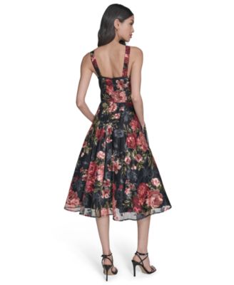 Petite Sleeveless Fit and Flare Midi Dress