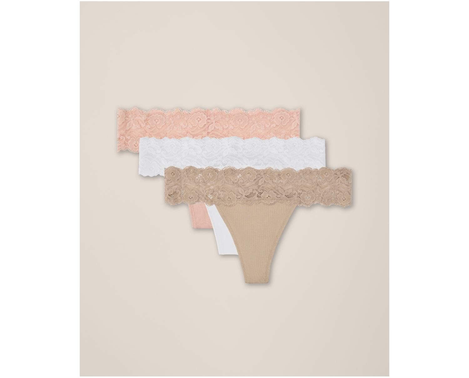Women's Lace Waist Thong 3-Pack