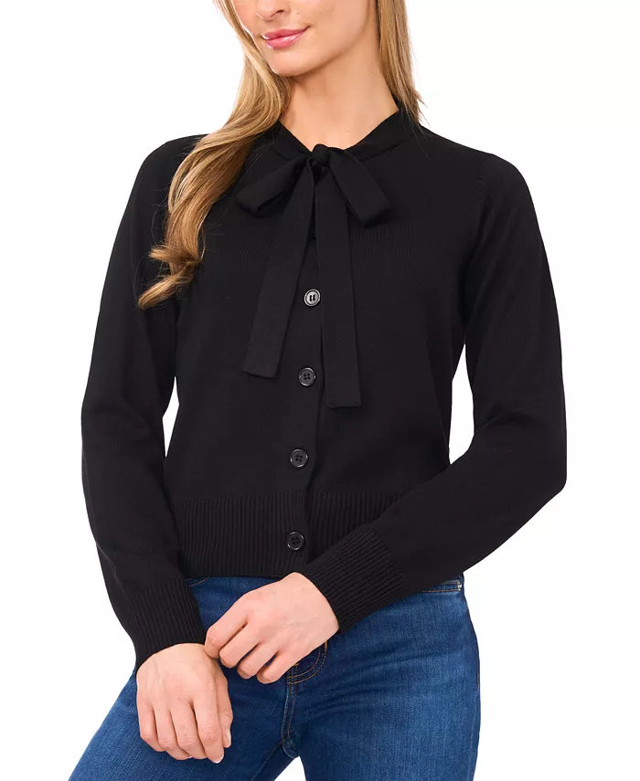 Women's Tie Neck Cardigan Sweater