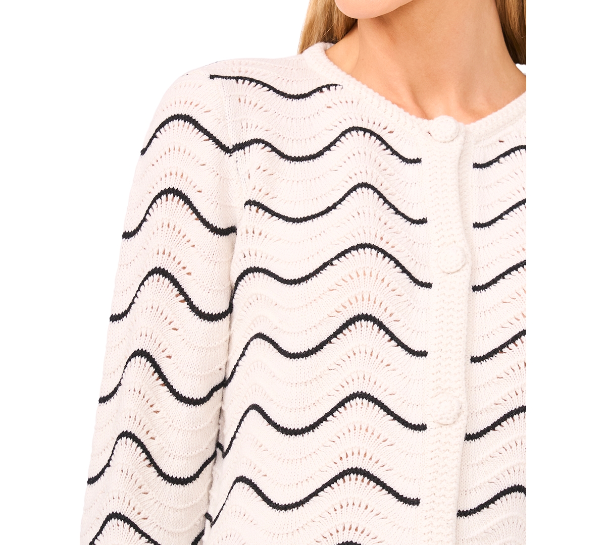 Cece Women's Scallop Edge Long Sleeve Button Up Cardigan Sweater In Yellow