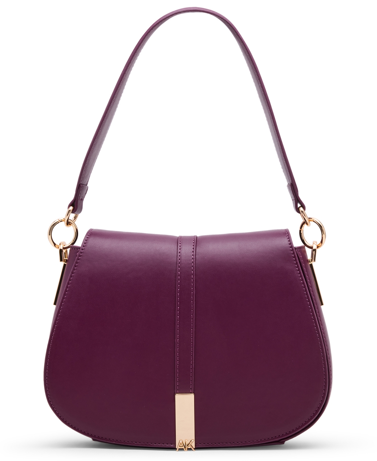 Anne Klein Convertible Strap Small Saddle Bag In Purple