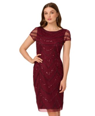Women's Beaded Cap-Sleeve Sheath Dress