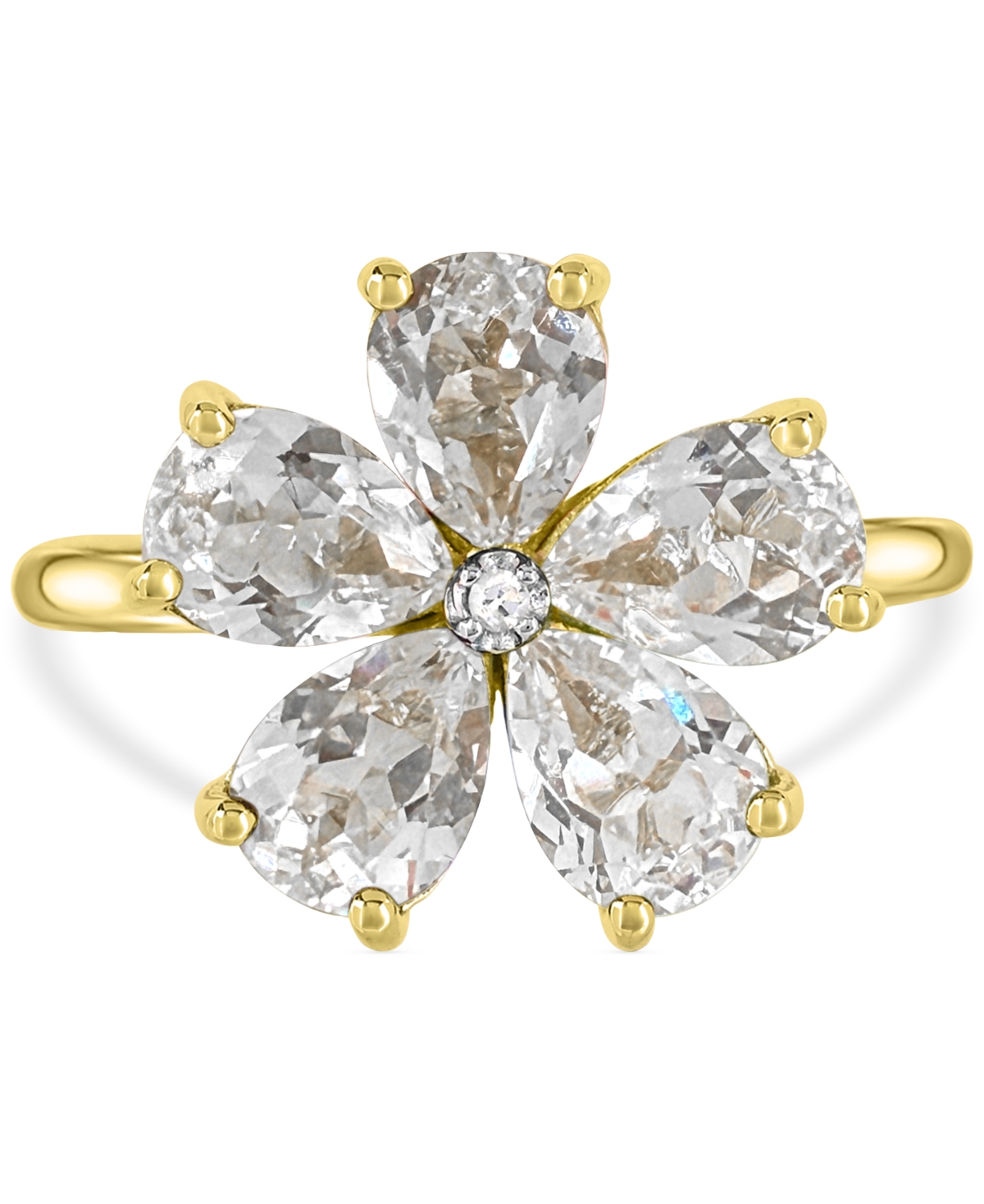 Macy's Lab-created White Sapphire 3-5/8 Ct. T.w. Flower Statement Ring With Diamond Accent In 14k Gold-plat In White