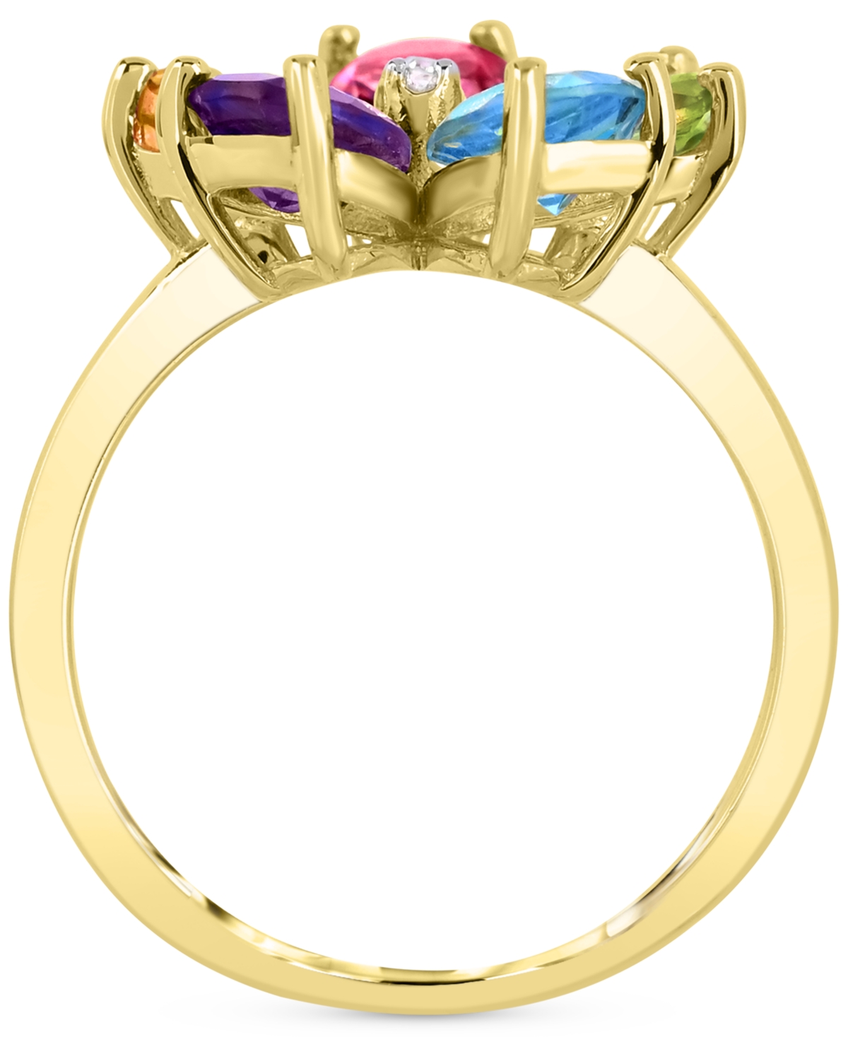 Macy's Multi-gemstone (3-1/2 Ct. T.w.) Flower Statement Ring With Diamond Accent In 14k Gold-plated Sterlin In Yellow