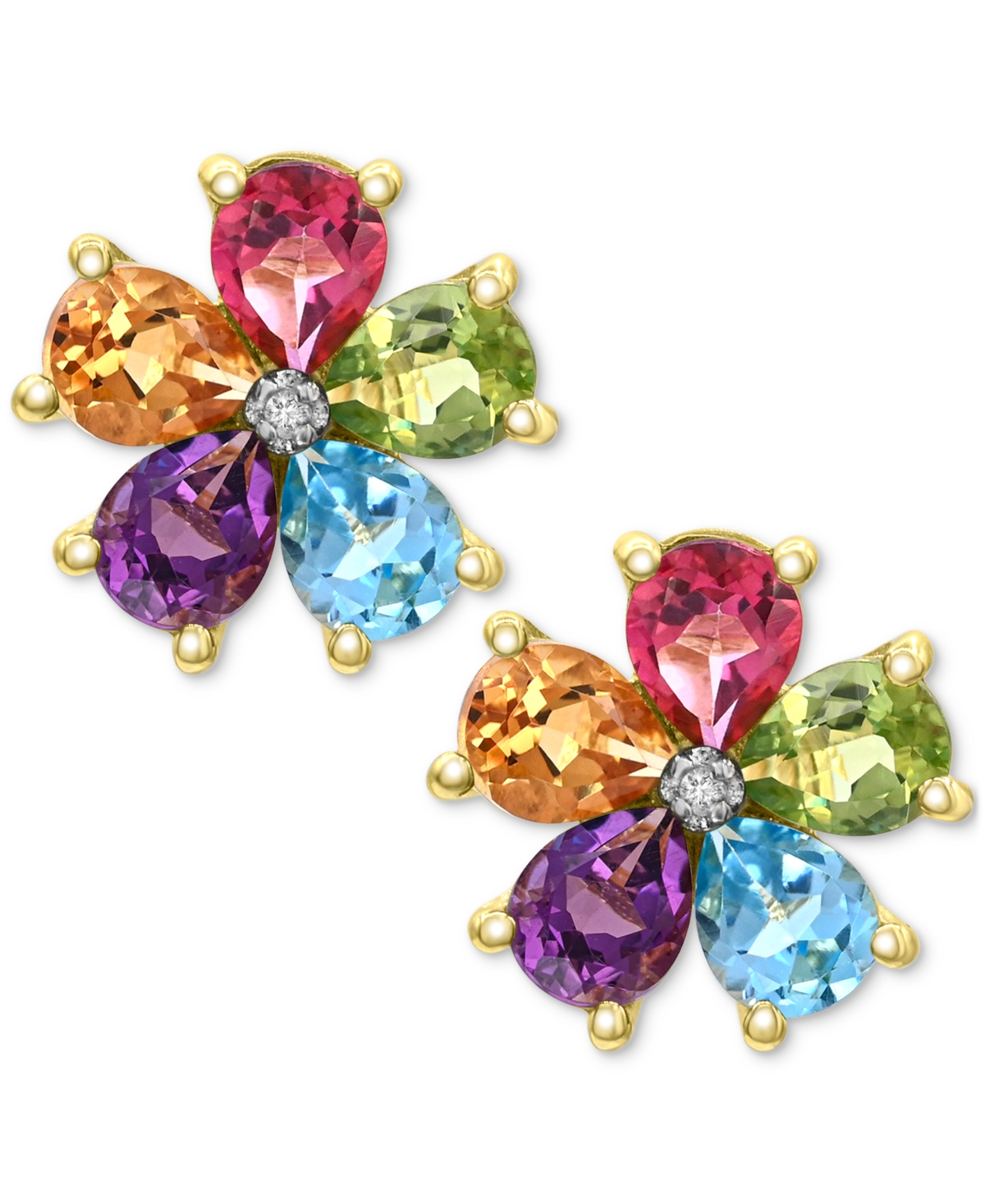 Macy's Multi Gemstone: Pink Topaz 5/8 Ct. T.w., Peridot 5/8 Ct. T.w. ,blue Topaz 5/8 Ct. T. W., Amethyst 5/ In Blue