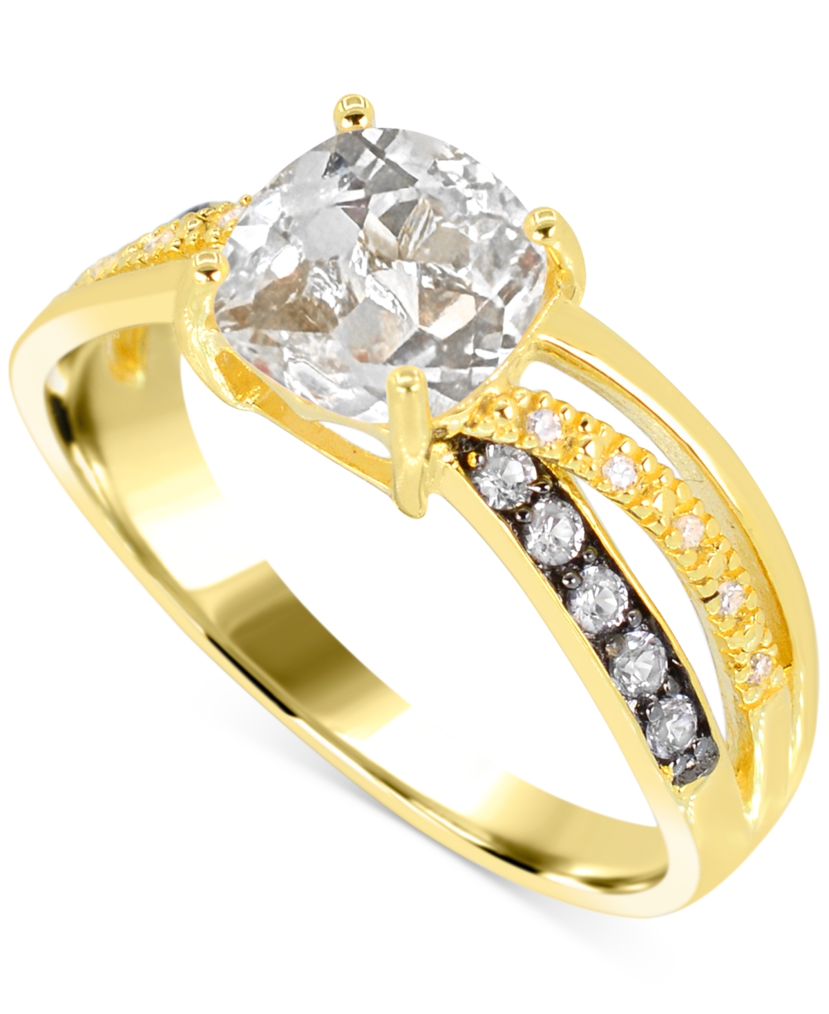 Macy's Lab-grown Ruby (2 Ct. T.w.) & Diamond Accent Swirl Ring In 14k Gold-plated Sterling Silver In White