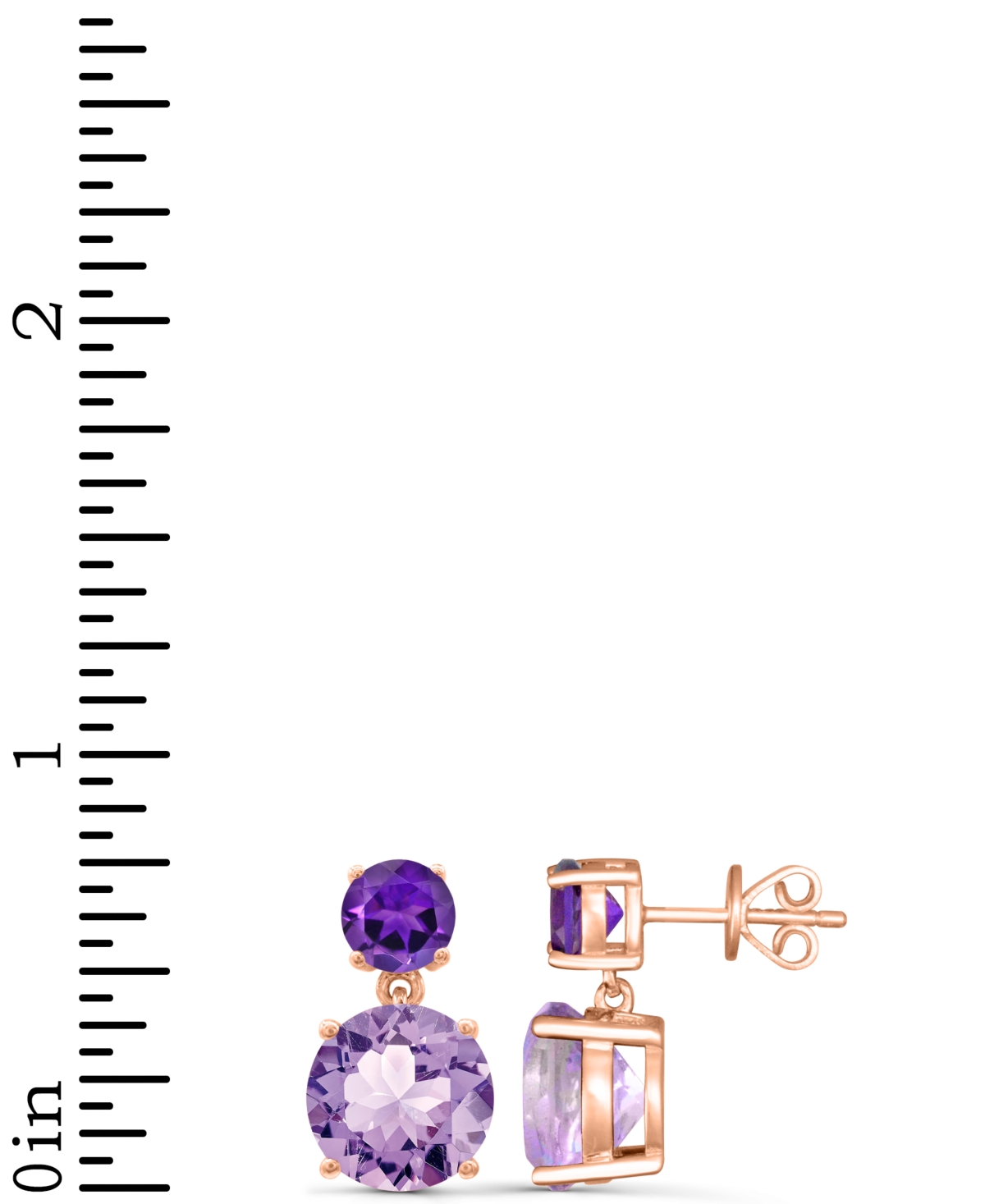 Macy's Rose De France 5-5/8 Ct. T W. And Amethyst 1-1/3 Ct. T.w.drop Earrings In 14k Gold-plated Sterling S In Purple