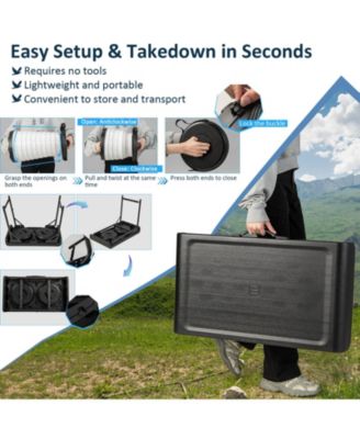 3-Piece Folding Camping Table and LED Stool Set