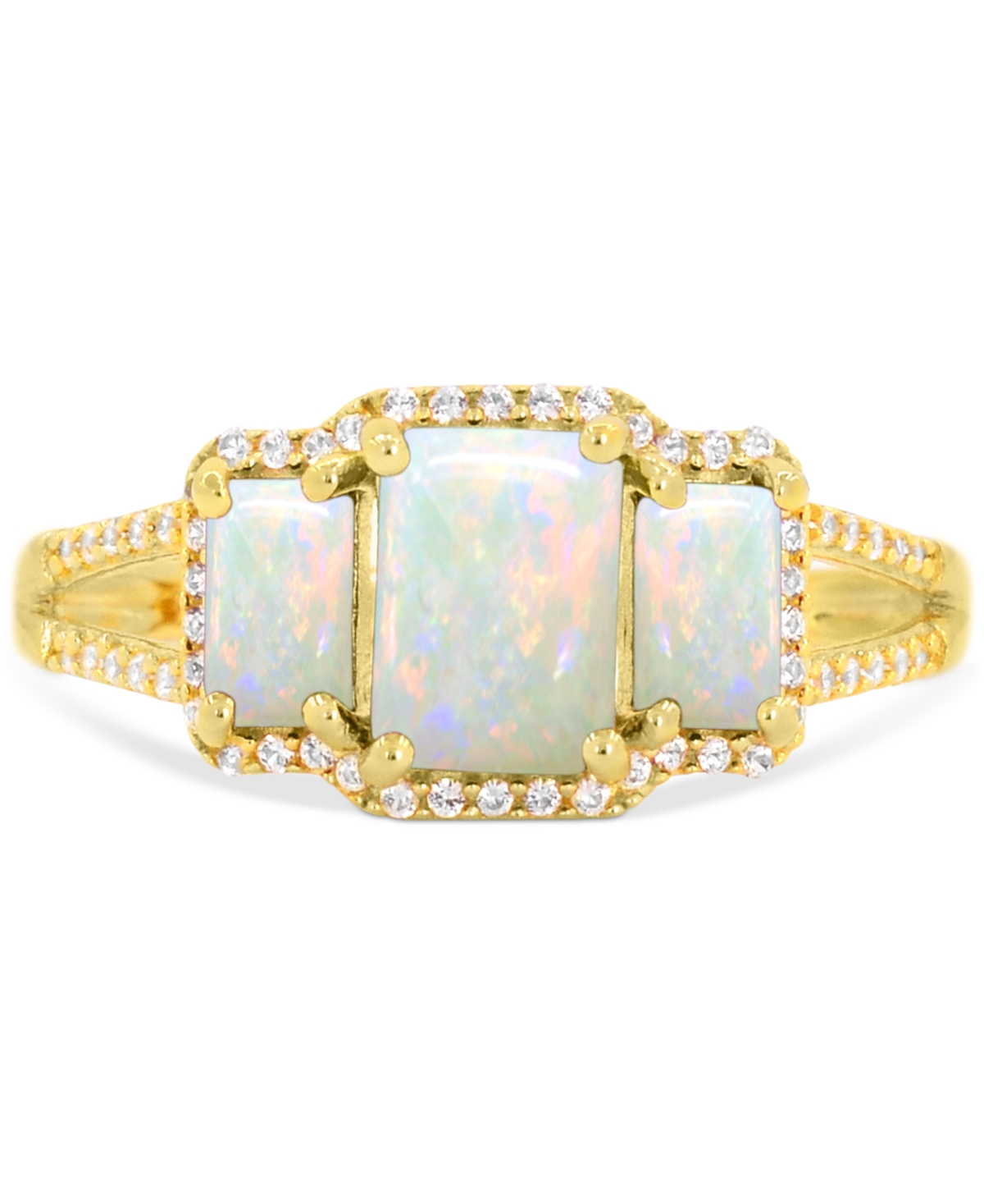 Macy's Lab Grown Sapphire (1-1/3 Ct. T.w) And Lab Grown White Sapphire (1/8 Ct. T.w) Ring In Sterling Silve In Gold