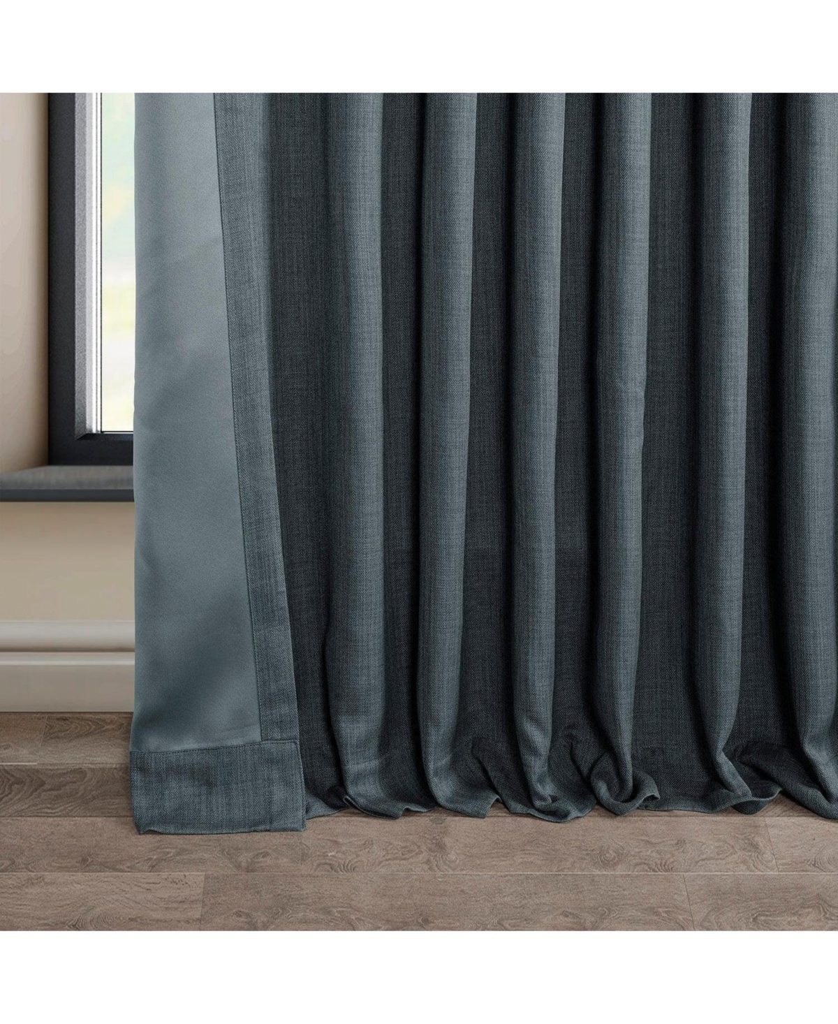 Half Price Drapes Extra Wide Textured Faux Linen Room Darkening Curtain