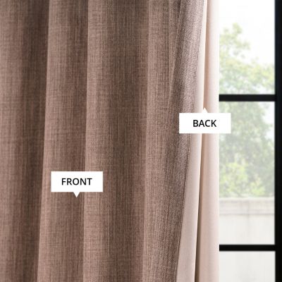 Extra Wide Textured Faux Linen Room Darkening Curtain