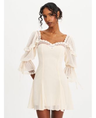 Women Zakira Lace Trim Half Sleeve Mini Dress