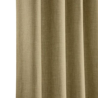 Grommet Textured Faux Linen Room Darkening Curtain