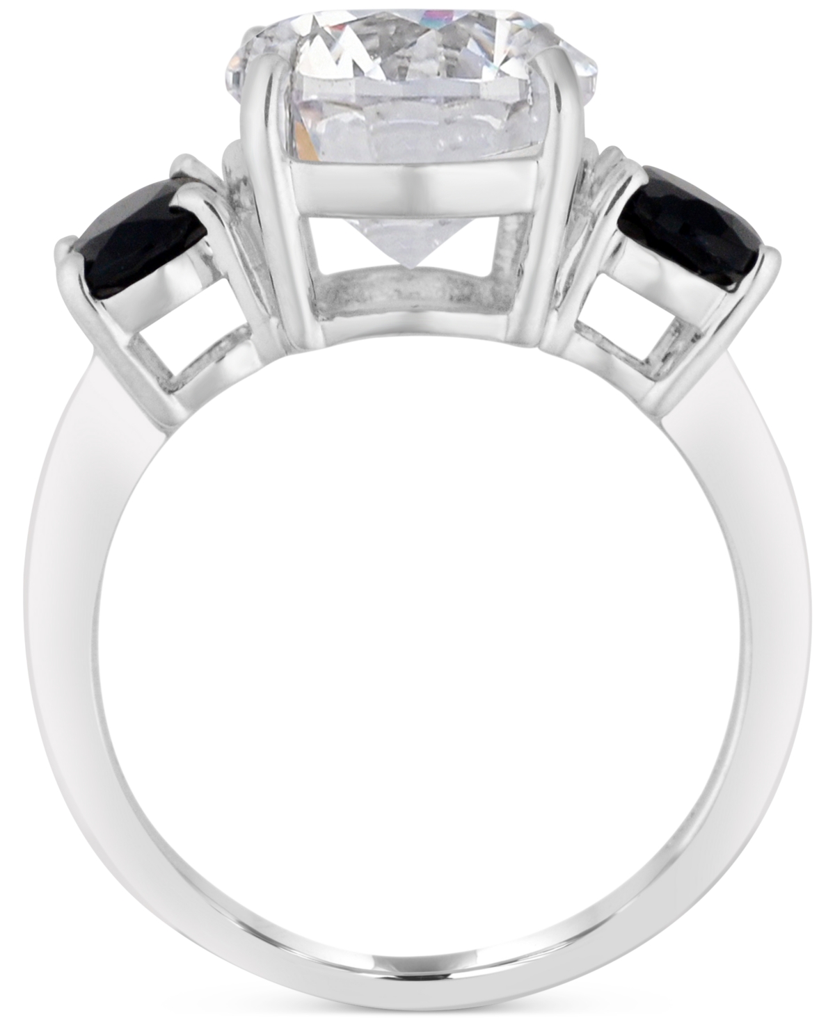 Macy's White Quartz 4-3/4 Ct. T.w. And Black Onyx 2-7 X 5mm Oval Statement Ring In Sterling Silver In Silver