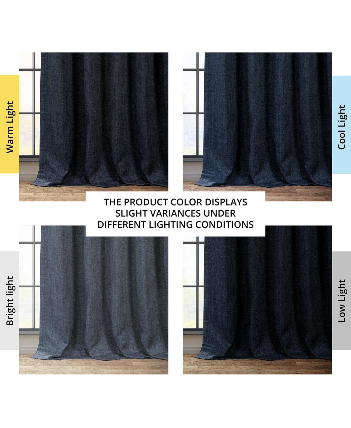 Half Price Drapes Textured Faux Linen Room Darkening Curtain In Blue
