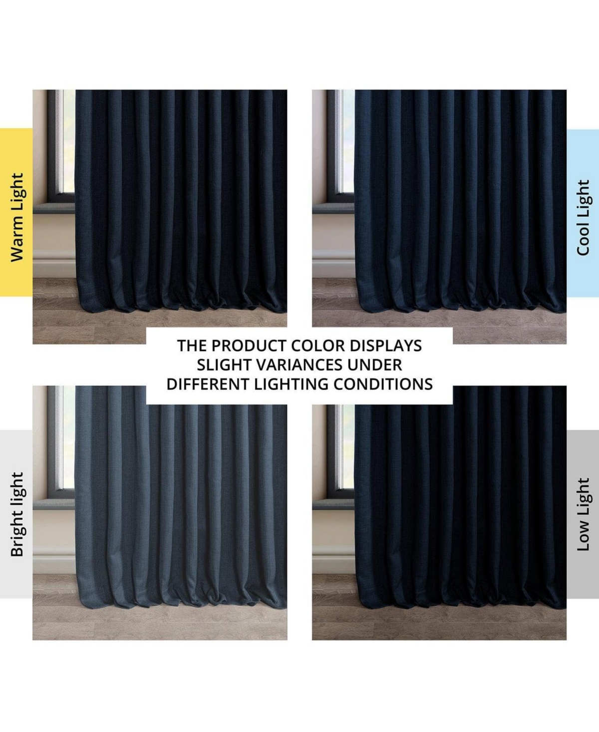 Half Price Drapes Extra Wide Textured Faux Linen Room Darkening Curtain In Blue