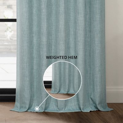 Extra Wide Textured Faux Linen Room Darkening Curtain