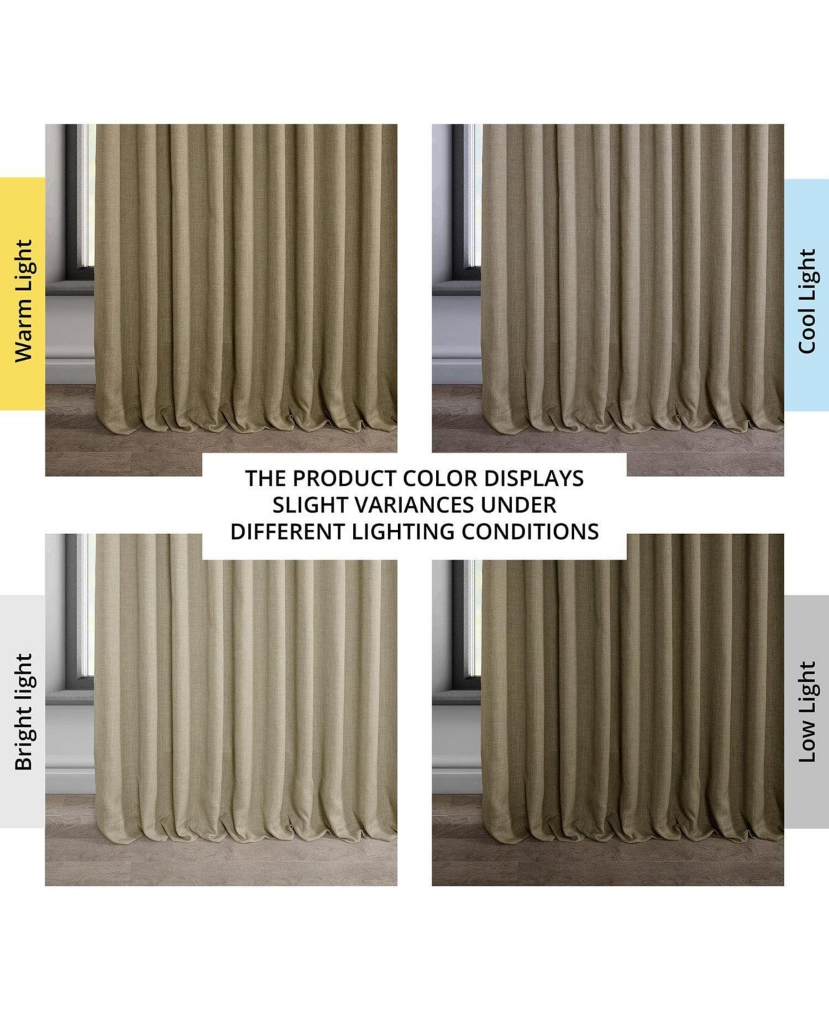 Half Price Drapes Extra Wide Textured Faux Linen Room Darkening Curtain In Green