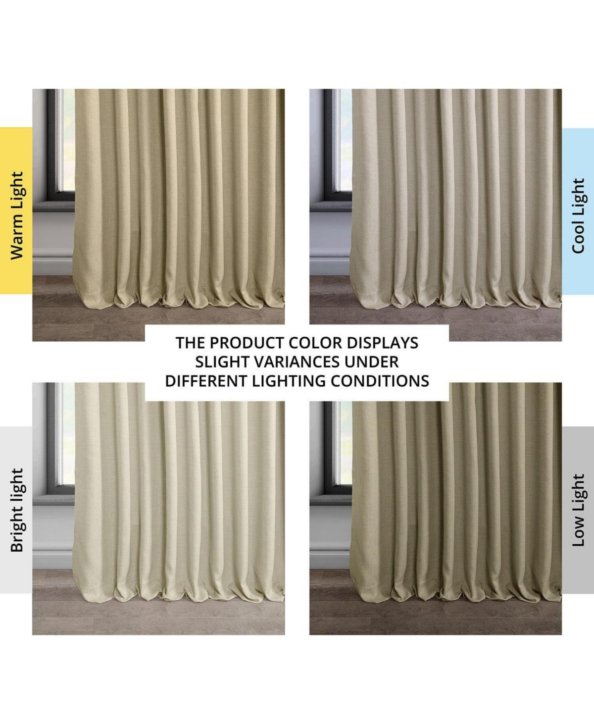 Half Price Drapes Extra Wide Textured Faux Linen Room Darkening Curtain In Neutral