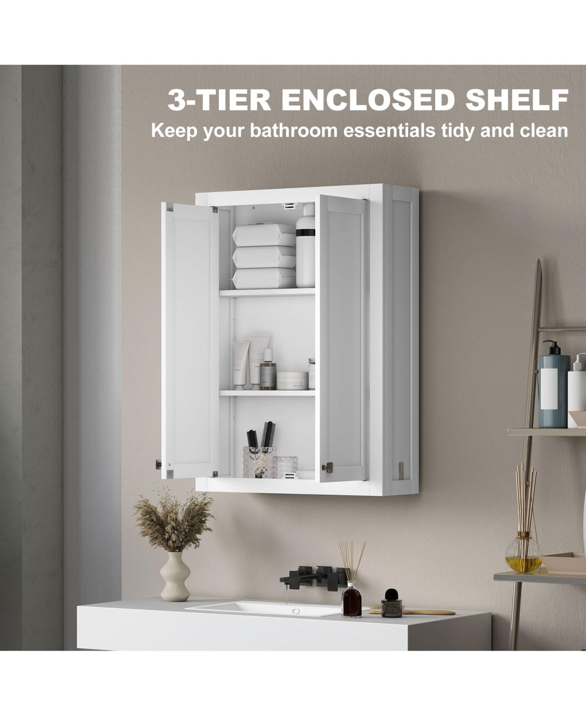 Homcom Bathroom Wall Cabinet Medicine Cabinet with Adjustable Shelves